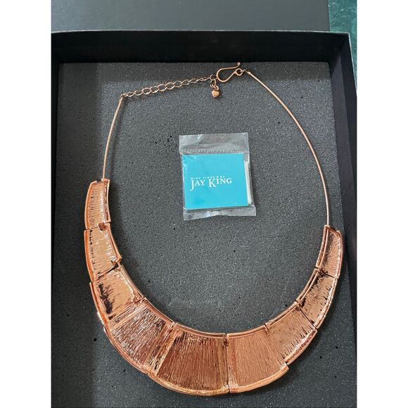 Jay King Mine Finds Hammered Copper & Turquoise Statement Bib Necklace NIB - Picture 3 of 4